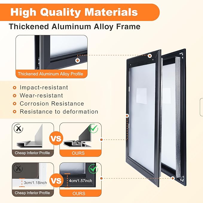 XL Dog Door for Exterior Doors, Heavy Duty Aluminum Doggy Door, Extreme Weather Doggie Door, Giant Dog Door for Large and Extra Large Dogs Up to 220 lbs, Dual Flap Insulated Dog Door, Lockable