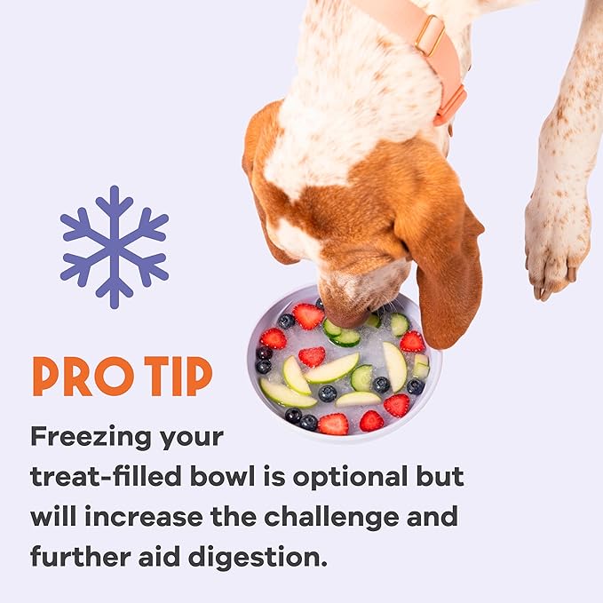 Awoo Wobbowl - Silicone Dog Lick Mat and Slow Feeder Bowl - Dishwasher Safe Pet Dish - Extends Mealtime for Fast Eaters & Reduces Anxiety - for Wet & Dry Food (Periwinkle)