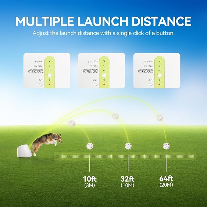 ALL FOR PAWS Automatic Ball Launcher for Dogs, Interactive Puppy Pet Balls Outdoor Thrower for Medium to Large Dogs, Ball Throwing Machine for Dogs, 6 ETPU Balls Included(2.5"), Rechargeable Battery