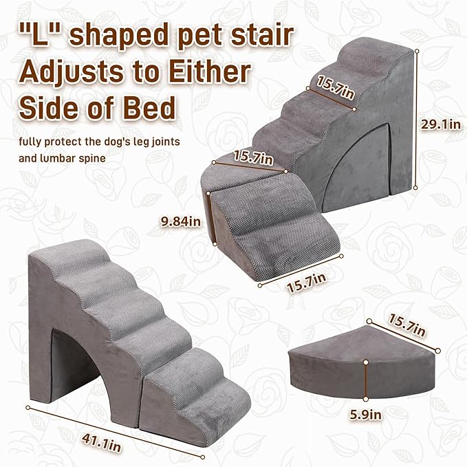 Dog Stairs & Steps for High Beds 30 Inches High Tall, LitaiL 30inch Pet Stairs/Steps for Beds Small Dogs, Non-Slip Dog Ramps for Bed