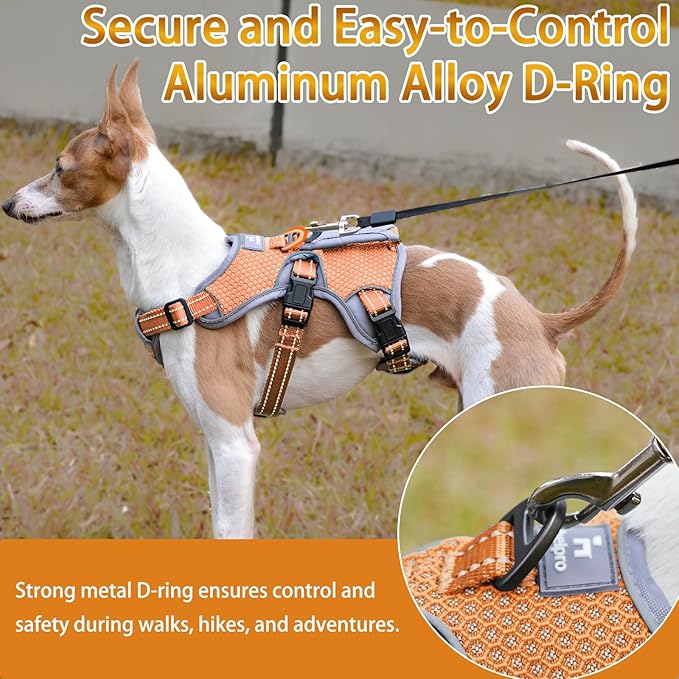 BELPRO Multi-Use Support Dog Harness, Escape Proof No Pull Reflective Adjustable Vest with Durable Handle, Dog Walking Harness for Big/Active Dogs (Orange, L)