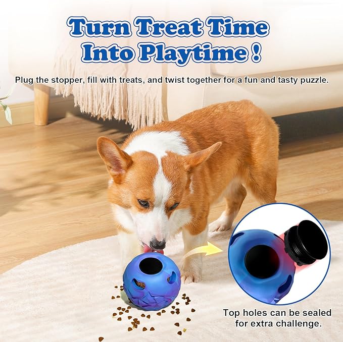 5-in-1 Dog Toy, Frozen Dog Treats to Keep Dogs Busy, Interactive Treat Dispensing Dog Toy Puzzle, Interactive Chew Toys for Puppy Small Medium Dog, Power Chewer, Durable Rubber-Easy to Clean (small)