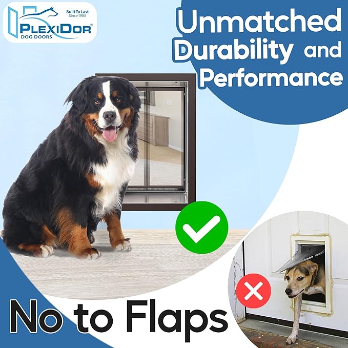 Plexidor Bronze Wall Mount Pet Doors for Cats and Dogs - Energy Efficient - Security Friendly