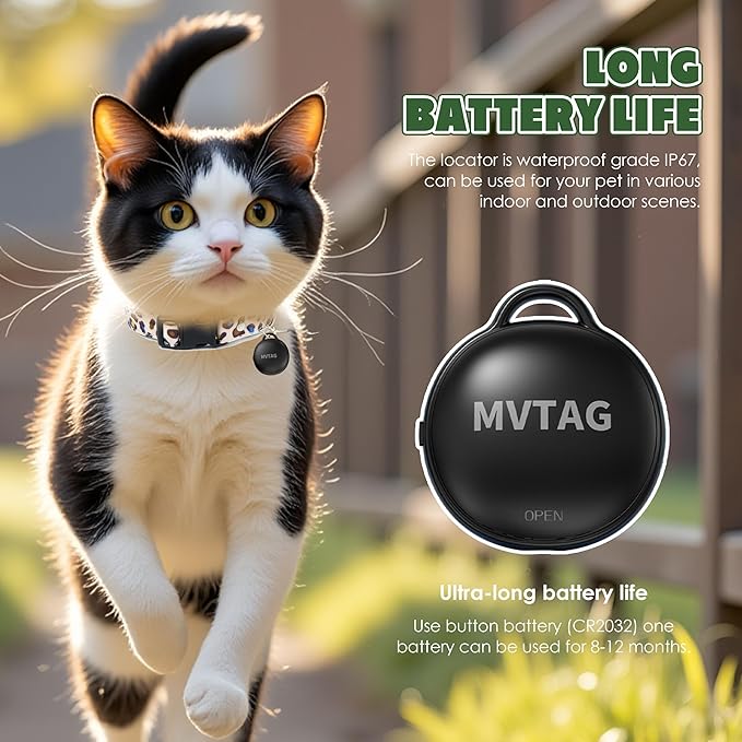 Cat Collar with Tracker GPS- Unlimited Range/Tracking Device/Lost Mode for Cats Adjustable Size Smart Collar Set - Compatible with Apple Find My (iOS only)