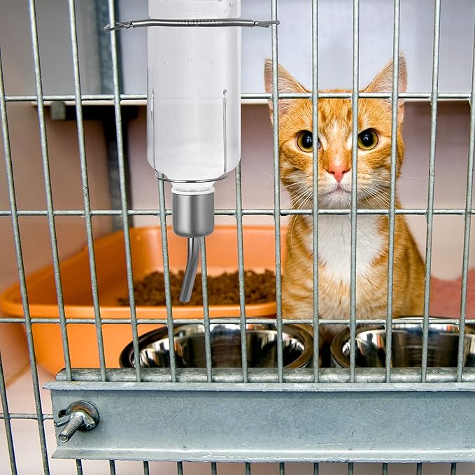 TEHAUX Parrot Water Feeder Pet Hanging Water Feeding Bottle No Drip Dispenser Pet Supplies with Stainless Steel Ball Nipple for Rabbits Guinea Pigs Hamsters Chinchillas 2pcs