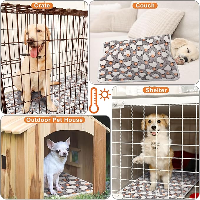 2 Pcs Large Self Warming Cat Pad Self Heating Cat Mat Bed Dog Crate Pet Blankets Thermal Heated Bed Mat for Outdoor Indoor Newborn Kittens Puppies Dog(Heart,24 x 18)