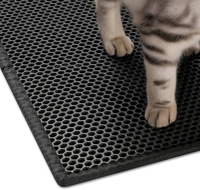 Pieviev 2 Packs Cat Litter Mat Double Layer Waterproof Urine Proof Trapping Mat (24"X15", Black)