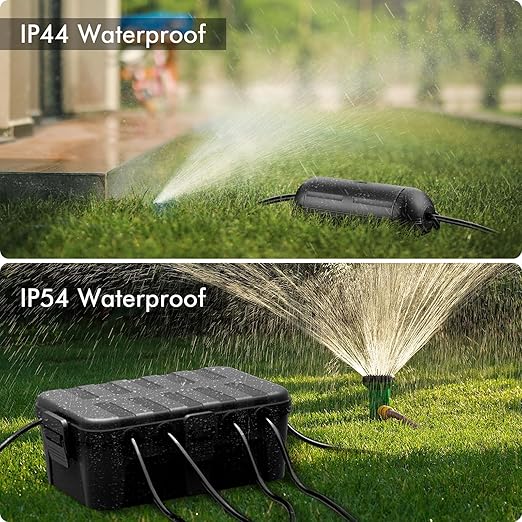 RESTMO 5-Piece Outdoor Waterproof Electrical Box Set – 12.5" x 8.5" x 5" Large & 7.1" x 2.3" x 2.3" Small, Weatherproof Boxes for Power Strip, Outlet, Plug, Socket, Timer, Holiday Light, Black
