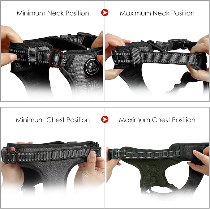 NESTROAD No Pull Dog Harness,Adjustable Oxford Dog Vest Harness with Leash,Reflective No-Choke Pet Harness with Easy Control Soft Handle for Small Medium Dogs(Medium,Black)