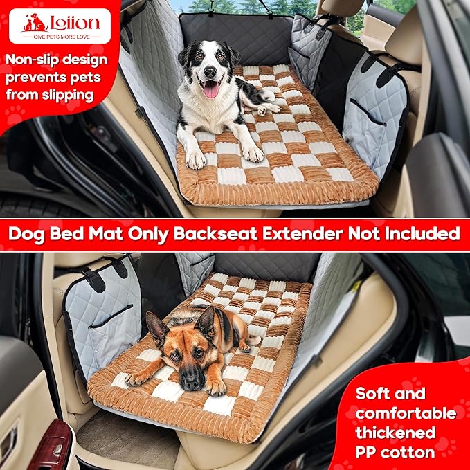 Dog Car Bed Mat, Non-Slip Backseat Extender Pet Blanket, Plaid Dog Bed for Trucks, Sedans & Large SUVs, Chew-Resistant Travel Pad for Dogs, Easy Clean & Scratch-Proof & Comfort (56"x28.7")