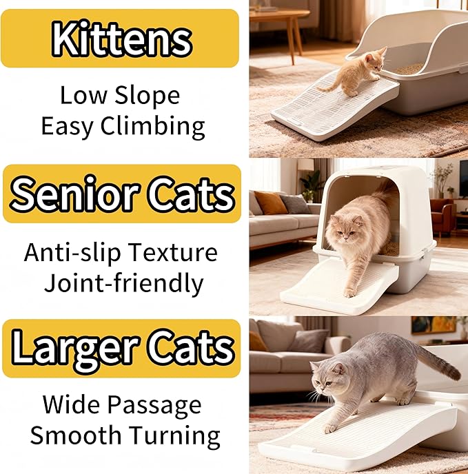 Cat Litter Box Step Ramp, Large Height Adjustable Litter Catcher, Non-Slip Trapping Mat for Kitty, Washable Design for Easy Cleaning, Ideal for Small & Elderly Cats 13.8''×17.3''