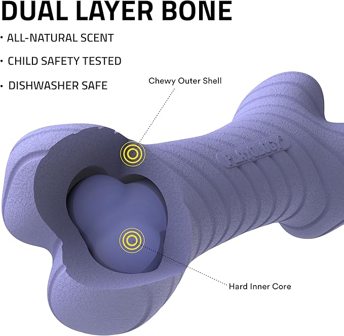 Playology Dog Toys | Dual Layer Bone Durable Chew Toy Bone for Dogs | Jumbo Blueberry Scented Toy - Easy to Clean and Made from Non Toxic Materials