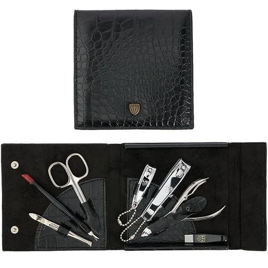 3 Swords Germany - brand quality 7 piece manicure pedicure grooming kit set for professional finger & toe nail care scissors clipper fashion leather case in gift box, Made by 3 Swords (84322)