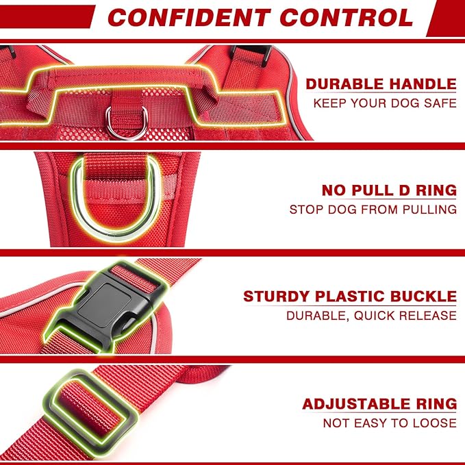 WINSEE Service Dog in Training Mesh Harness with 10 Pet Patches, Soft Air Mesh Breathable Tactical Dog Molle Vest, Reflective Military Pet Vest for Walking Hiking for Medium Dogs