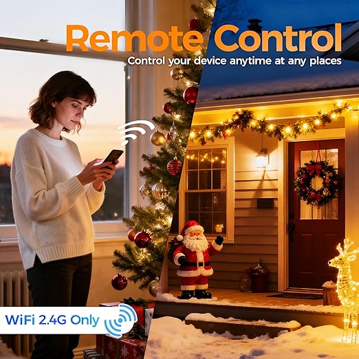 Outdoor Smart Plug Waterproof, TESSAN Smart WiFi Outlet Compatible with Alexa, Google Assistant, 2 Individual Sockets Outside Power Strip with Switch, 2.4GHz Wi-Fi Only, for Lights and 2HP Pool Pump