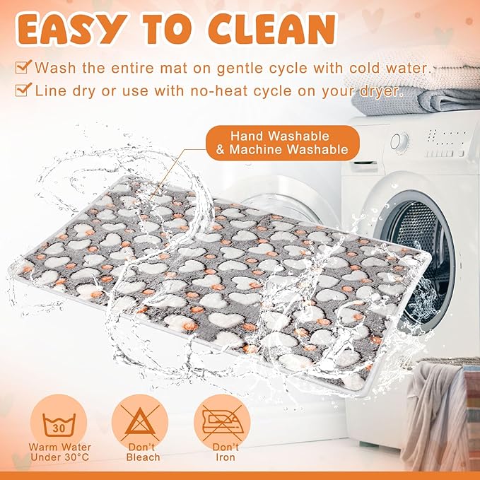 2 Pcs Large Self Warming Cat Pad Self Heating Cat Mat Bed Dog Crate Pet Blankets Thermal Heated Bed Mat for Outdoor Indoor Newborn Kittens Puppies Dog(Heart,24 x 18)