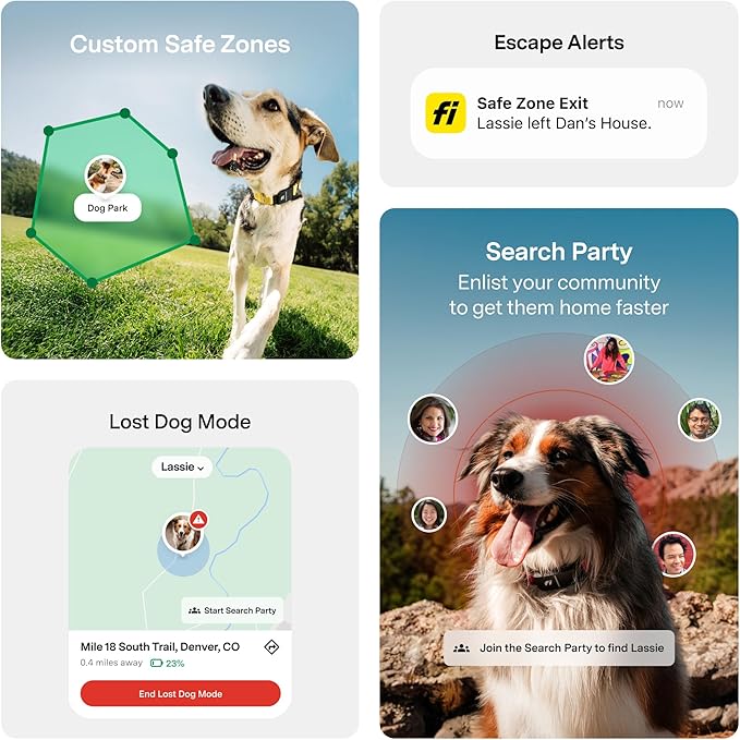 New Fi Series 3+ Smart Dog Tracker Collar [6 Month Membership Included] GPS Tracker for Dogs with Health & Behavior Monitoring, Escape Alerts, Waterproof, LED, Apple Watch Compatible (Yellow, X-Small)