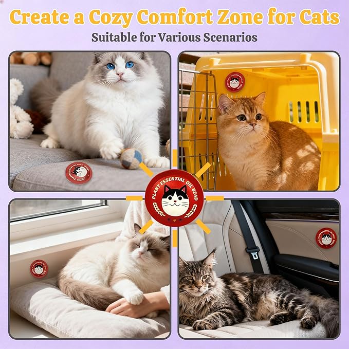 xcivi Pop Patch for Cat Calming Diffuser, Cat Anxiety Relief Stress Reduction, Cat Calming Pheromones Help Anxiety, Enhanced Calming, for Travel, Car & Home Use