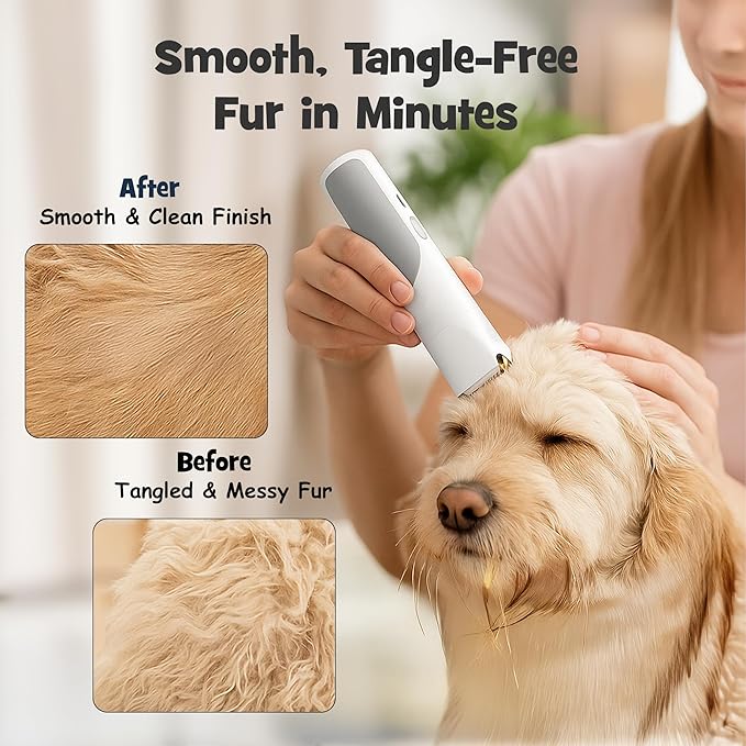 Dog Grooming Vacuum - Pet Hair Trimmer, Dog Hair Clippers and Nail Grinder with 7 Attachments - All-in-One Pet Grooming Kit with 3-Level Suction and Speed Settings with Temperature Control Protection