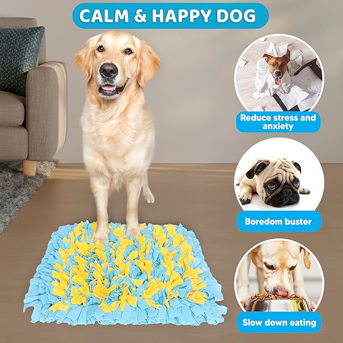 Snuffle Mat for Large Dogs, Slow Feeder Foraging Dog Toy for Stress Relief & Smell Training, Interactive Enrichment to Keep Dogs Busy, for Puppy/Medium/Large Breed, 24x20 Inches
