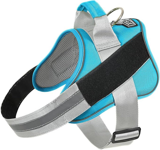 Bolux Dog Harness, No-Pull Reflective Dog Vest, Breathable Adjustable Pet Harness with Handle for Outdoor Walking - No More Pulling, Tugging or Choking (OceanicBlue, Medium (Pack of 1))