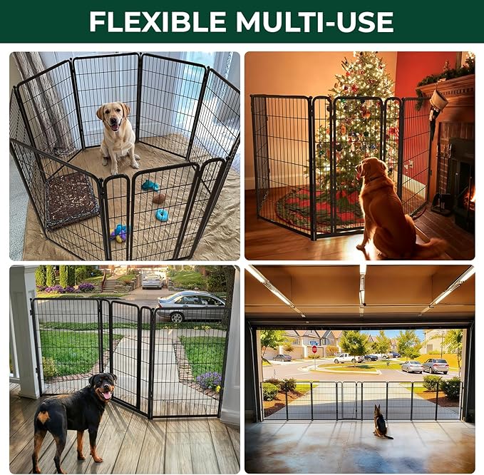 FXW Dog Gate Extra Wide Designed for Indoor Use, Adjustable Width Up to 165-inch Wide (45" H 6 Wire Panels for Large Dogs), Black