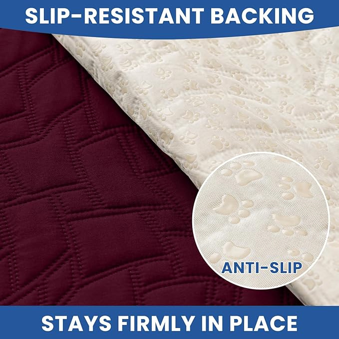 Waterproof Couch Covers for Pets, Waterproof Dog Bed Cover, Anti-Slip Soft Dog Blankets, Couch Cover for Dogs Washable, Pet Blanket for Puppy Large Dogs Christmas (30x70 Inch, Burgundy)