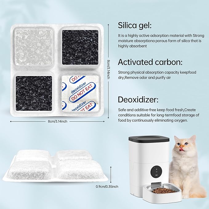 24-Pack Pet Food Desiccant Bags,Compatible with Petlibro Automatic Cat dog Feeders,Keep Pet Food Dry and Fresh