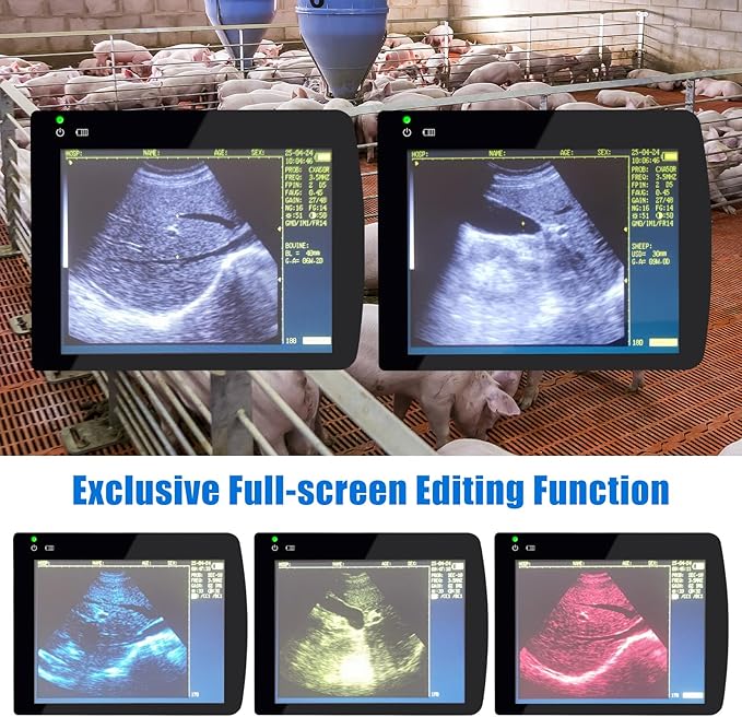 Portable Ultrasound Machine for Pregnancy - with 3.5MHz Convex Probe & 5 Imaging Modes, Pregnancy Digital Ultrasound Machine for Cattle, Horse, Pigs, Sheep, Cats, Dogs, Rabbit, Fish
