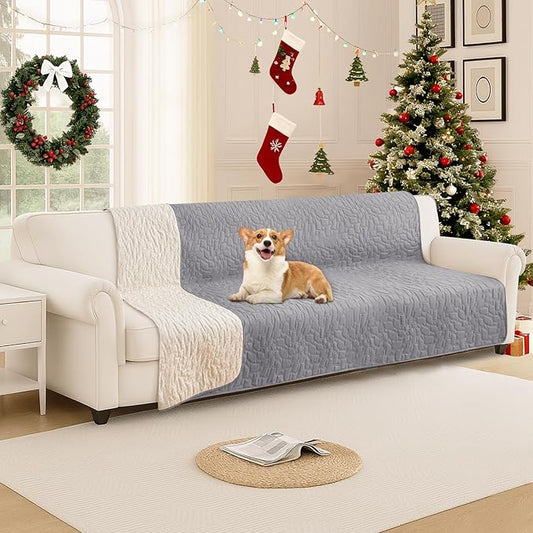 Waterproof Dog Blanket, Non-Slip Soft Pet Bed Cover, Couch Cover for Dogs Washable, Protects Sofa, Furniture, Crate, Car, Tear Resistant Leakproof Pet Blanket (68x82 Inch, Light Grey)