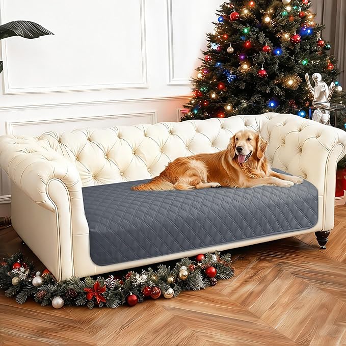 Waterproof Dog Blanket, Non-Slip Soft Pet Bed Cover, Couch Cover for Dogs Washable, Protects Sofa, Furniture, Crate, Car, Tear Resistant Leakproof Pet Blanket (30x53 Inch, Dark Grey)