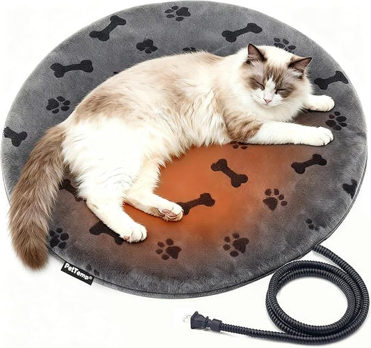 Heated Pet Pad for Dogs and Cats, Waterproof Heating Mat with Chew-Resistant Cord, Constant Warmth for Indoor & Covered Outdoor Use, Multiple Sizes and Colors (Grey, R: 16" × 16" × 1.3")