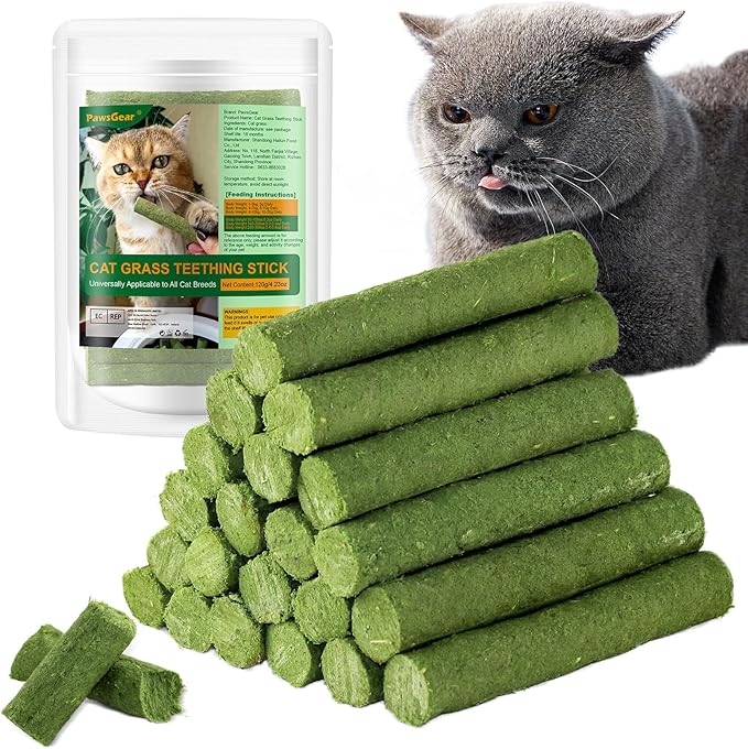 120g/4.23oz Cat Grass Teething Stick Hairballs,Chew Sticks for Cats,Catnip Toys Sticks Indoor Kitten Chew Stick (Green)