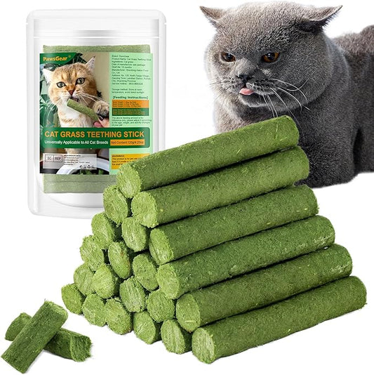 120g/4.23oz Cat Grass Teething Stick Hairballs,Chew Sticks for Cats,Catnip Toys Sticks Indoor Kitten Chew Stick (Green)