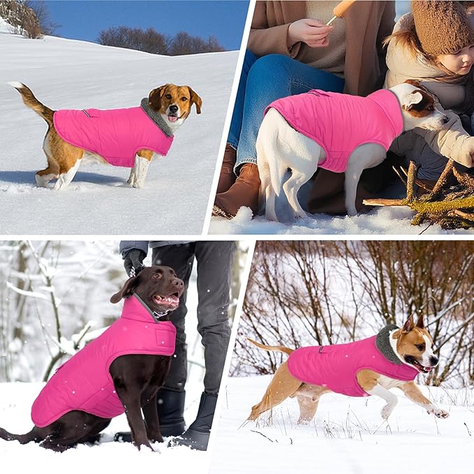 MIGOHI Warm Dog Winter Coat - Winter Dog Jacket, Reflective Windproof Fleece Vest with Leash Hole and Furry Collar