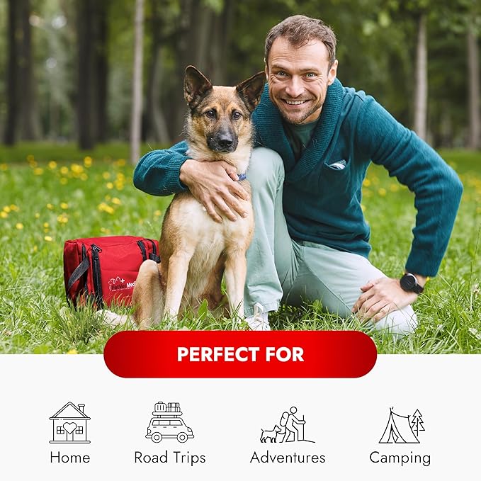 Cat & Dog First Aid Kit - Dog Emergency Kit, Health Supplies & Wound Care -with Thermometer, Bandages for Wounds - Essentials, Travel Bag (Small)