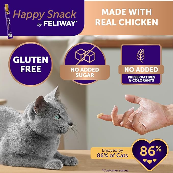 FELIWAY MultiCat 3 x 30 Day Cat Calming Refills for Pheromone Diffuser & Happy Snack Delicious Calming cat Treats (12-ct Chicken Flavor)