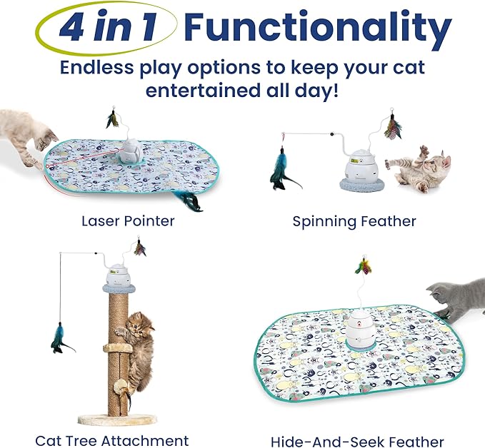 PAWSPIK Interactive 4-in-1 Laser & Hide & Seek Rechargeable Automatic Cat Exercise Toy