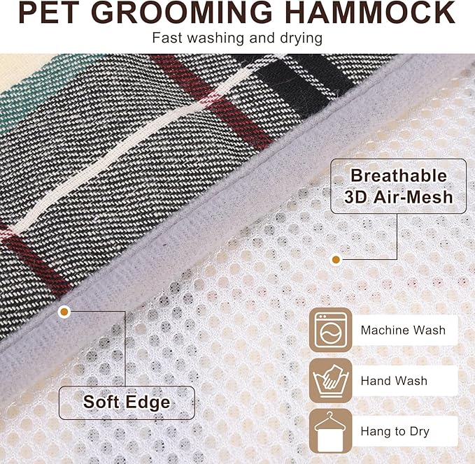 BEAUTYZOO Dog Grooming Hammock, Medium Dog Sling for Nail Trimming, Dog Hanging Harness for Claw Care with Thick Fabric Neck Support Wide Strap Restraint Cat Grooming Hammock, Beige L