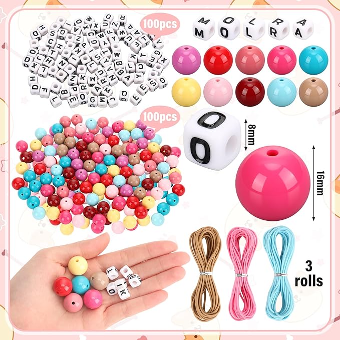 Quelay Personalized DIY Beaded Dog Collars Adjustable Letter Name Colored Beaded Pet Collar Bracelet for Small Medium and Large Dogs Pet Lover Gifts