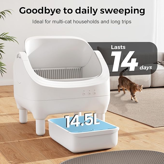 Smart Self-Cleaning Litter Box with Gravity Sensor & Open-Top Design - Automatic Cat Health Monitoring & Waste Management System