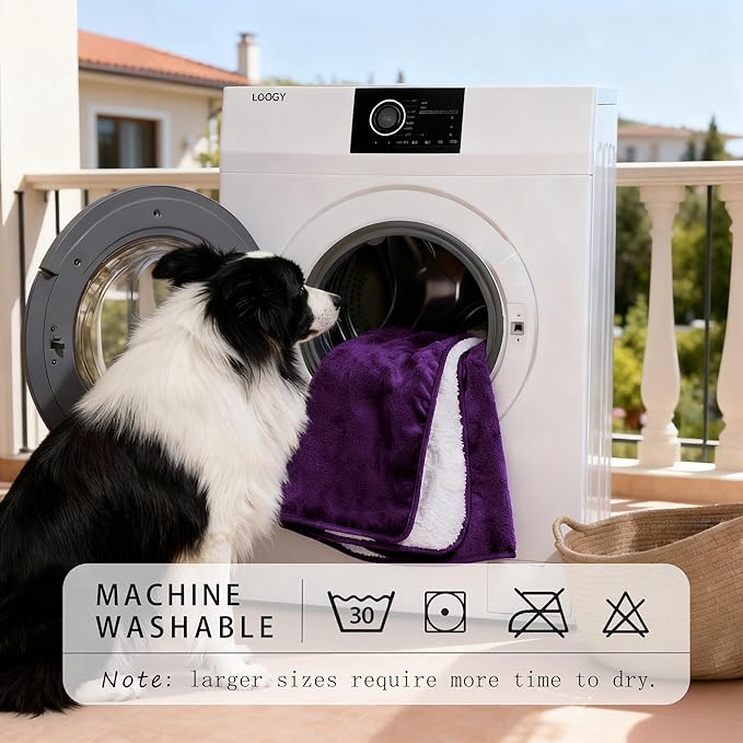 Smiry Waterproof Dog Bed Blanket, Leakproof Pet Throw Blanket for Bed Couch Sofa, Reversible Sherpa Fleece Furniture Protector Cover for Small Medium Large Dogs Cats (Purple, 50x60 inches)