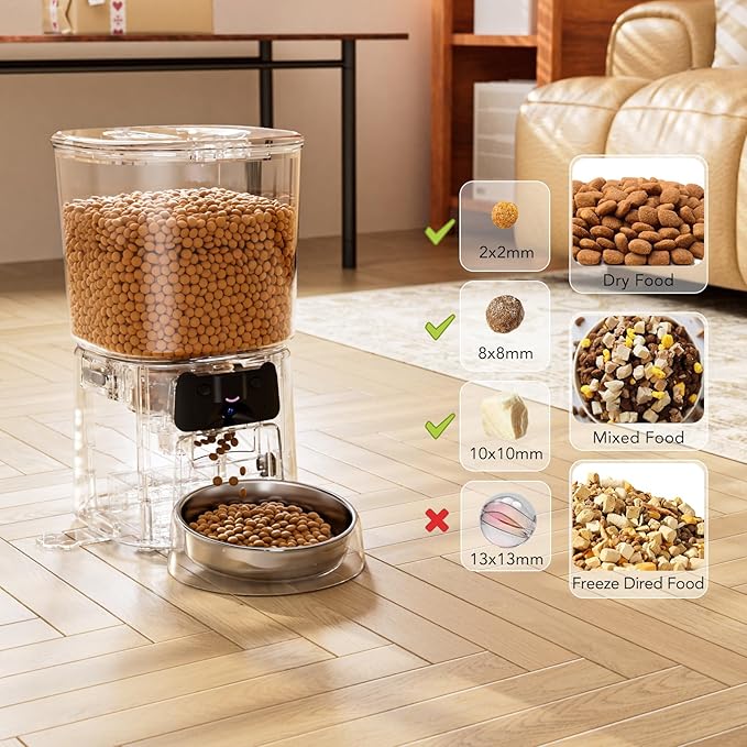 Automatic Cat Feeder with Camera, 4L WiFi Smart Pet Feeder with APP Control, 1080P HD Video, Night Vision,Voice Call, Motion Detection, Dual Power Supply, Stainless Steel Bowl,Supports 5GHz/2.4GHz