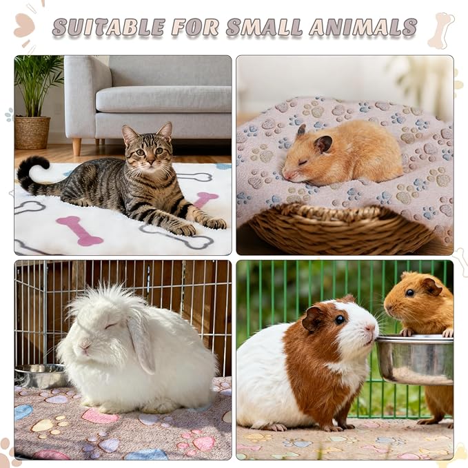 8 Pack Guinea Pig Cage Liner, Washable Guinea Pig Fleece Blankets Beding Accessories, Flannel Throw Warm Sleep Mat, Pet Pee Pads for Small Animal Hamster Rabbit Puppy Cat (Dark Color, 24x16 Inch)