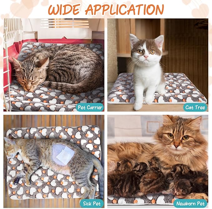 VitalCozy 2 Pack Self Warming Cat Mat Self Heating Pad Bed Reversible Machine Washable Reflects Body Heat Warm Thermal Pet Pad Crate Blanket for Feral and Indoor Cat (Heart,22'' X 18'')