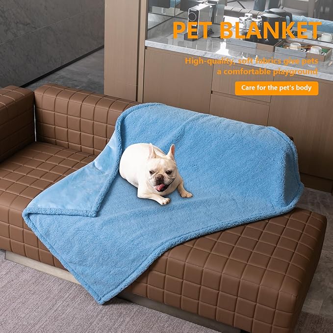 Blue Pet Blankets for Dogs Reversible Waterproof Pets Bed Cover Puppy Cat Blankets Leakproof Sofa Couch Washable Covers Doggie Beds Mats for Warm-Lake Blue,XL