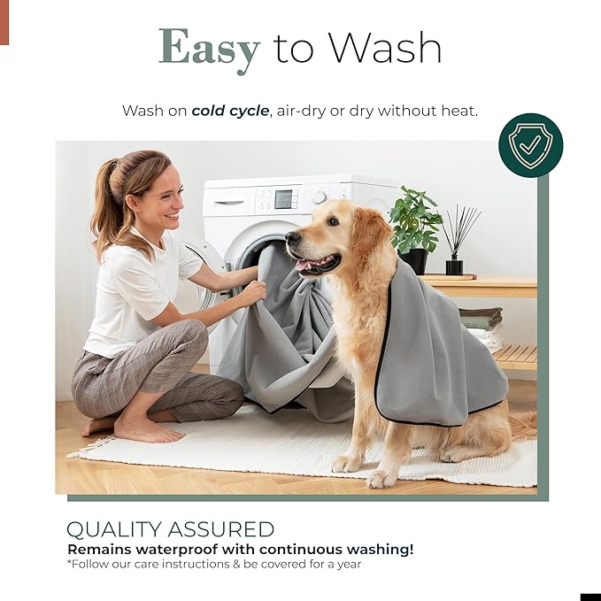 Waterproof Blanket for Bed or Couch – Soft and Leakproof Waterproof Throw Blanket, Water Proof & Stain Resistant Easy to Clean Throw Blanket Cover for Adults or Pets, Reversible Grey 60"x80"