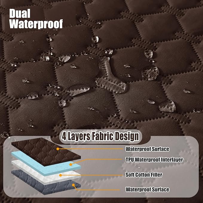 Smiry Waterproof Dog Bed Cover Blanket, Soft Reversible Pet Blanket, Washable Leakproof Cats Dogs Couch Cover for Sofa, Couch, Furniture, Plaid (82x120 Inch, Chocolate/Dark Grey)