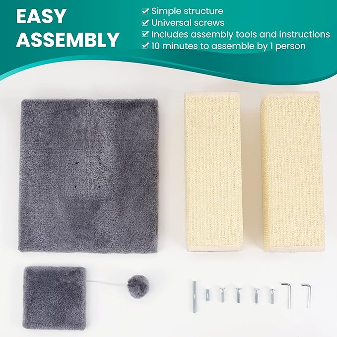 Cat Scratching Post 32 Inch for Indoor Large Cats and Kitten, Nature Sisal Tall Cat Scratch Post, Sisal Cat Scratcher Improve Cat's Scratching Habits and Protect Your Furniture, Grey