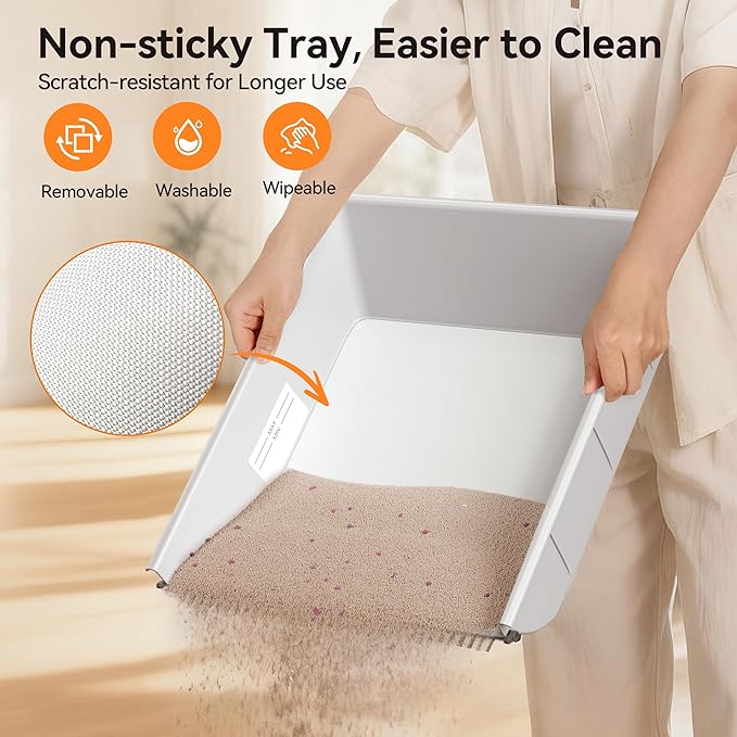 Meowant Self Cleaning Cat Litter Box, Open Top Automatic Litter Box for Multi Cats, Dual Rake, Works with Clumping Litter, Anti Pinch Safe Protection, Odor Control, Easy to Clean, White